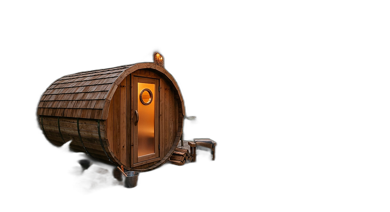 The Homestead Outdoor Barrel Sauna — studio photograph on white background
